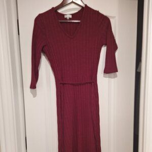 Burgundy red knit dress long sleeve size S